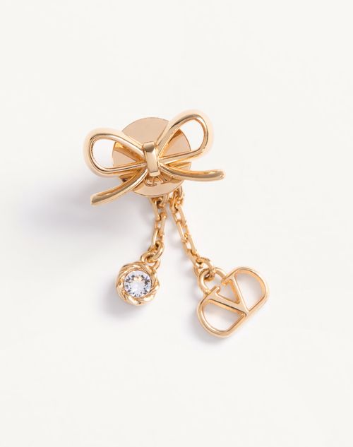 Valentino Garavani - Valentino Vlogo Floc Earrings In Metal And Swarovski® Crystals - Gold/crystal - Woman - Jewellery