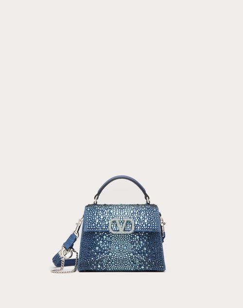 Valentino Garavani - Mini Vsling Denim Handbag With Rhinestones - Blue - Woman - Vsling - Bags