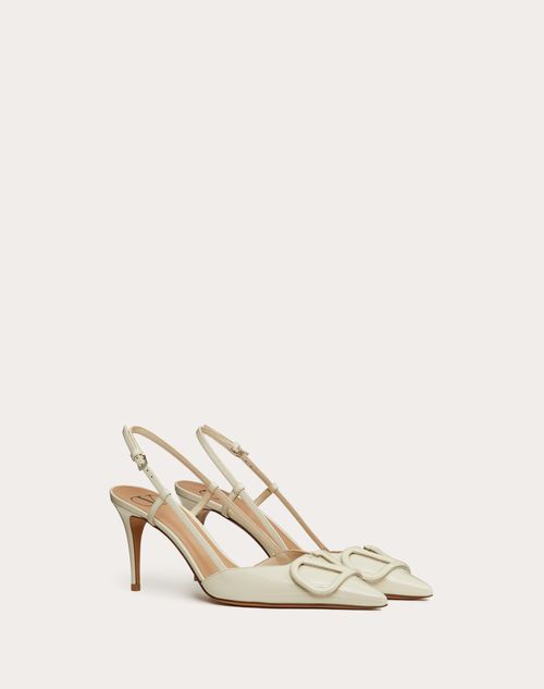 Valentino Garavani - Vlogo Signature Patent Leather Slingback Pump 80mm / 3.15 In. - Light Ivory - Woman - Pumps