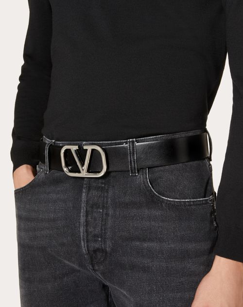 Vlogo Signature Calfskin Belt 40 Mm for Man in Bitter Chocolate