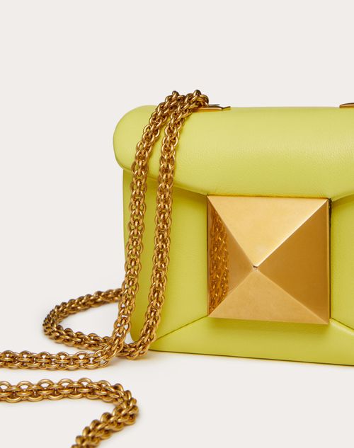 Valentino Garavani - One Stud Nappa Micro Bag With Chain - Yellow - Woman - Bags