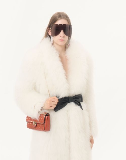 Valentino - Goat Cashmere Coat - Ivory/black - Woman - Coats And Outerwear