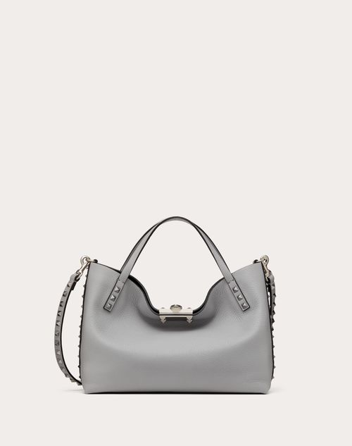 Valentino Garavani Rockstud Small Grainy Calfskin Bag With Contrasting Lining for Woman in Grey black Valentino DK