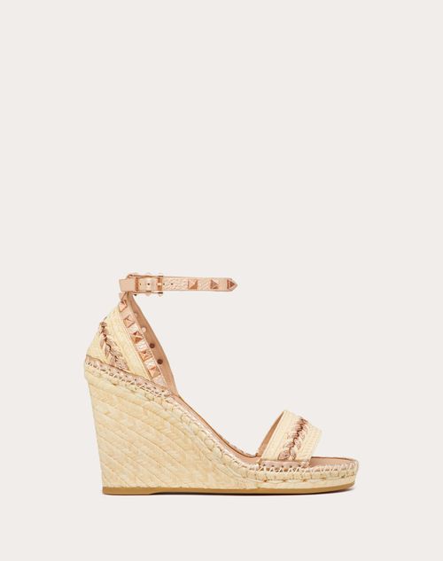 Valentino Garavani Raffia Rockstud Sandals - Gold - 36