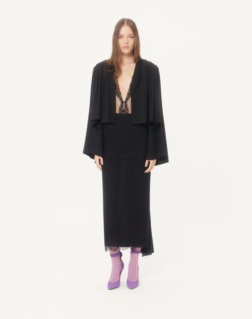 Valentino - Satin Sablé Jacket With Gathered Detail - Black - Woman - Jackets And Blazers