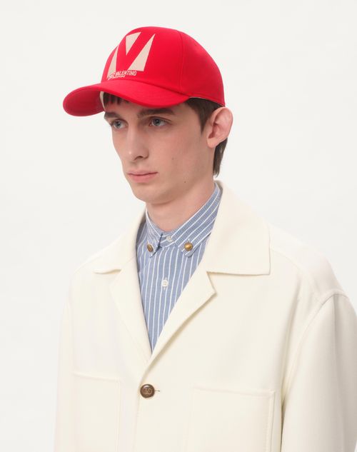 Valentino Garavani - Chez Valentino Cotton Baseball Cap With Embroidery - Pink/butter - Man - Hats And Gloves