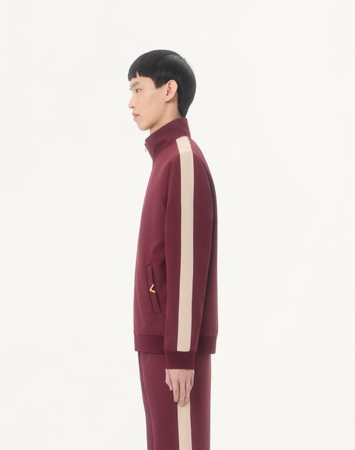 Valentino - Valentino Nylon Sweatshirt With Vgold - Maroon - Man - T-shirts And Sweatshirts