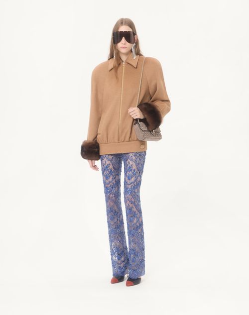 Valentino - Embroidered Lace Trousers - Blue - Woman - Trousers And Shorts