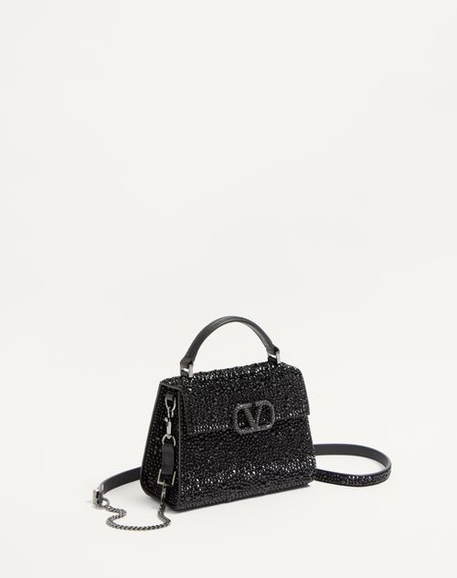 Valentino Garavani - Mini Vsling Handbag With Sparkling Embroidery - Jet - Woman - Top Handle Bags