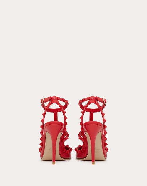 Valentino Garavani - Rockstud Ankle Strap Pump With Tonal Studs 100  - Rouge Pur - Woman - Pumps