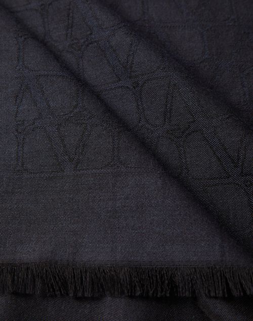 Valentino Garavani - Vlogo Signature Wool And Cashmere Shawl - Navy - Man - Soft Accessories