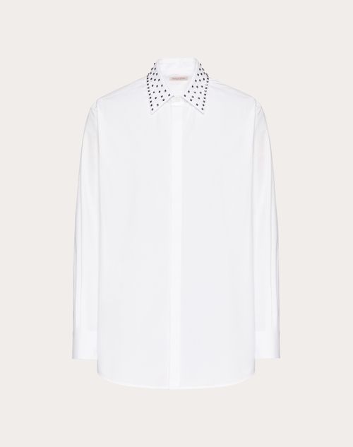 Valentino - Langärmliges Baumwollhemd Mit Rockstud Spike-kragen - Weiß - Mann - Hemden