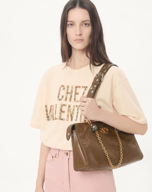 Valentino - Embroidered Cotton T-shirt - Birch - Woman - Tshirts And Sweatshirts