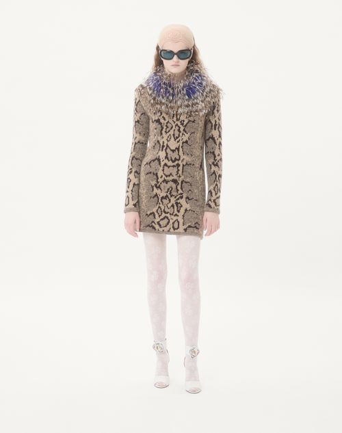 Valentino - Cashmere Dress With Animal Print And Feathers - Animal Print - Woman - Shelf - Wrtw - Le Méta-théâtre Des Intimités 1