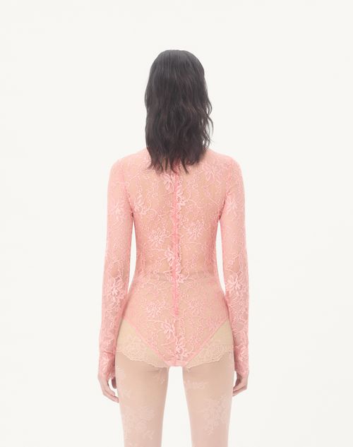 Valentino - Floral Lace Body - Peach Rose - Woman - Shirts And Tops