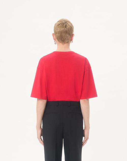 Valentino - Valentino Cotton T-shirt With Panther Print - Red/black - Man - T-shirts And Sweatshirts