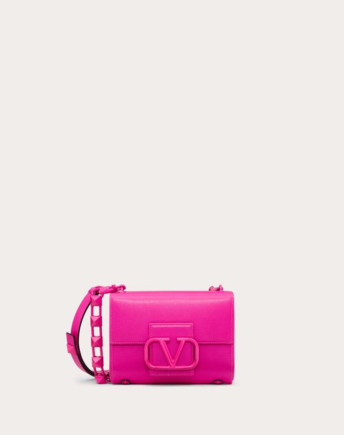 Valentino Garavani - Stud Sign Shoulder Bag In Grainy Calfskin - Pink Pp - Woman - Valentino Garavani Stud Sign
