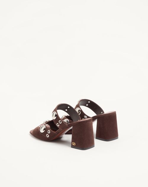 Valentino Garavani - Nellcôte Slide Sandal In Split Leather 75mm - Brown - Woman - Sandals