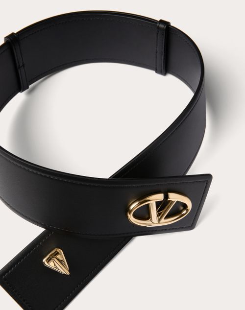 Valentino Garavani - The Bold Edition Vlogo Calfskin Belt 60 Mm - Black - Woman - Belts