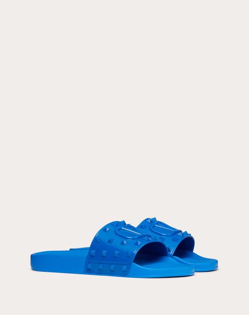 Valentino Garavani - Rubber Summer Vlogo Signature Slide Sandal - Blue - Man - Sandals
