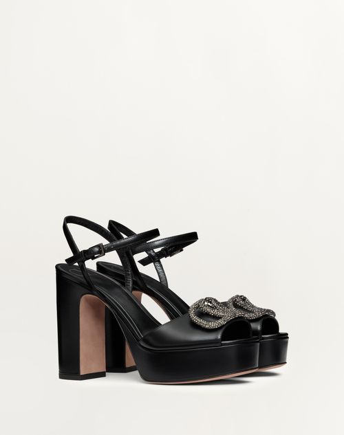 Valentino Garavani - Sandal With Vlogo Signature Platform In Calfskin 115mm - Black - Woman - Partywear