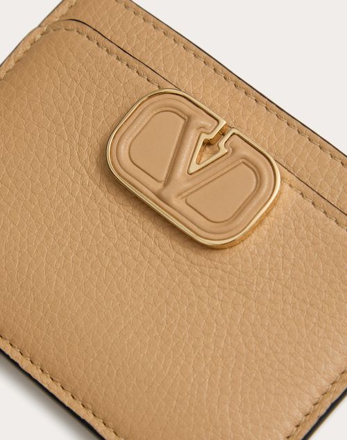 Valentino Garavani - Portacarte Leather Vlogo In Vitello Granato - Beige - Donna - Promozioni Private Borse E Accessori Donna