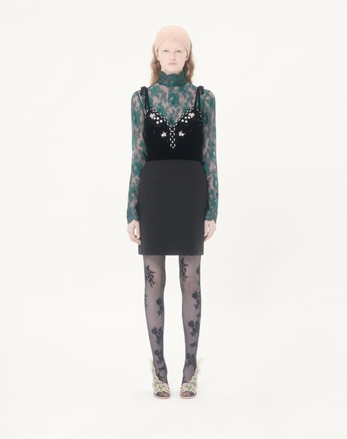 Valentino - Embroidered Crepe Couture Short Dress - Black - Woman - Dresses