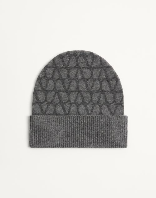 Valentino Garavani - Toile Iconographe Wool And Cashmere Beanie - Anthracite - Woman - Hats And Gloves