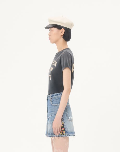 Valentino - Printed Cotton T-shirt - Black/birch - Woman - T-shirts And Sweatshirts