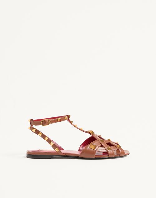 Valentino Garavani - Studdy Kidskin Sandal - Tobacco - Woman - Sandals