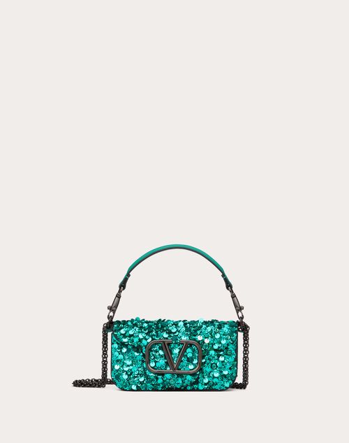 Loco Small Embellished Shoulder Bag in Green - Valentino Garavani