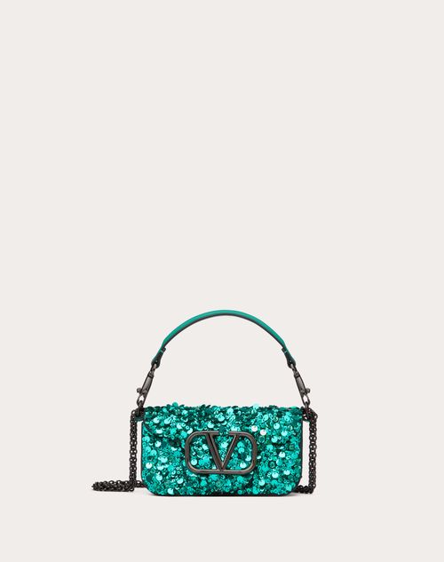 Valentino Garavani - Small Locò Shoulder Bag With 3d Embroidery - Precious Green - Woman - Valentino Garavani Loco