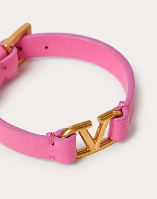 Valentino Garavani - Vロゴ シグネチャー カーフスキン ブレスレット - ピンク - 女性 - Leather Bracelets - Accessories