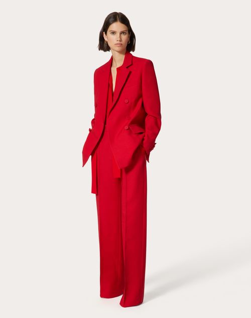 Valentina Knit Crepe Blazer - Red