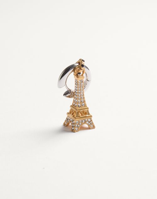 Valentino Garavani - Chez Valentino Single Earring In Metal And Swarovski® Rhinestones - Palladium/antique Brass - Woman - Woman Sale