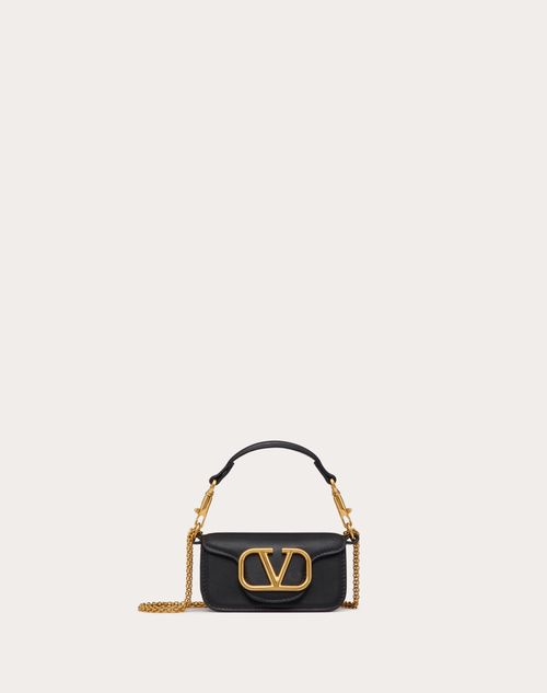 Valentino Garavani - Locò Micro Bag In Calfskin Leather With Chain - Black - Woman - Valentino Garavani Loco