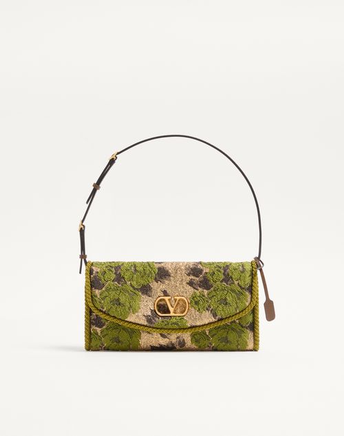 Valentino Garavani - Valentino Garavani Devain Small Shoulder Bag In Jacquard Lurex Fabric - Gold/green - Woman - Shoulder Bags