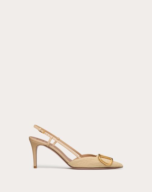 Valentino Garavani - Vlogo Signature Raffia Slingback Pumps 40mm - Natural - Woman - Woman Shoes Sale