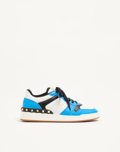 Valentino Garavani - Freedots Two-tone Sneaker In Kidskin And Nappa Calfskin With Studs Detail - Azure/multicolour - Man - Sneakers