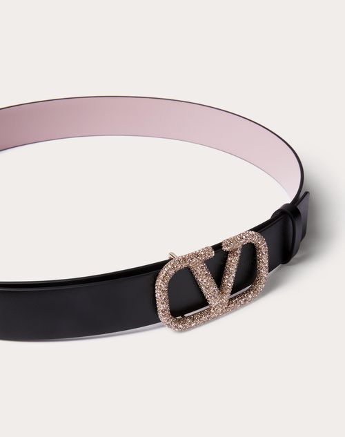 Reversible Vlogo Signature Belt In Glossy Calfskin 30 Mm by