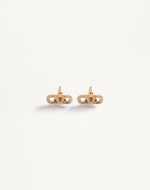 Valentino Garavani - Vlogo Signature Earrings In Metal And Swarovski® Crystals - Gold/crystal - Woman - Accessories