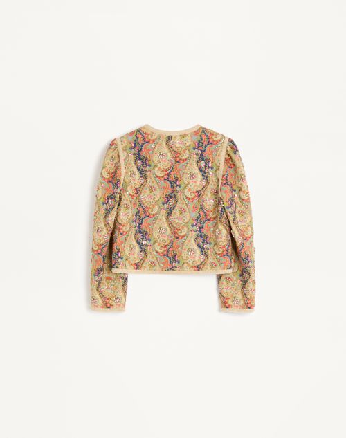Valentino - Piquet Jacket With Voyage Imaginaire Paisley Print - Multicolor - Woman - Jackets And Blazers