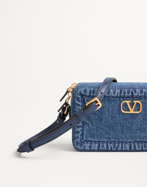 Valentino Garavani Alltime Mini Denim Shoulder Bag for Woman Valentino Garavani Alltime Mini Denim Shoulder Bag for Woman