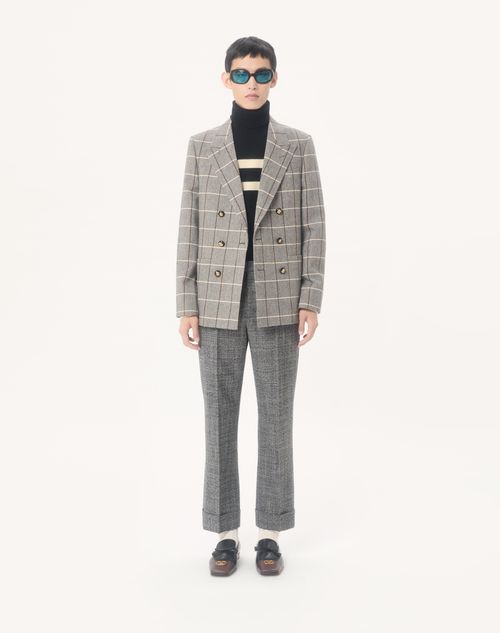 Valentino - Valentino High-neck Wool Sweater With Vlogo Embroidery - Black/butter - Man - Knitwear