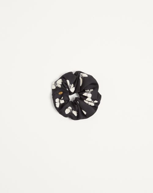 Valentino Garavani - Valentino Silk Scrunchie With Butterflow Print - Black/vanilla - Woman - Soft Accessories