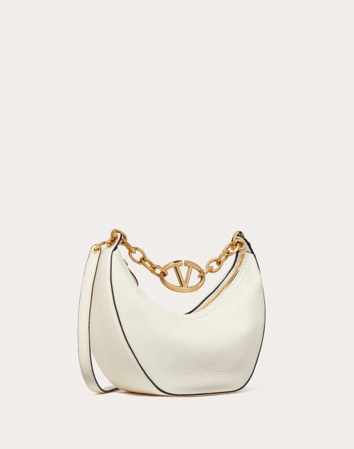 Valentino Garavani - Hobo Piccola Vlogo Moon Bag In Vitello Granato Con Catena - Avorio - Donna - Shelf - W Bags - Vlogo Moon