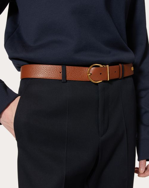 Vlogo Signature Calfskin Belt for Man in Black