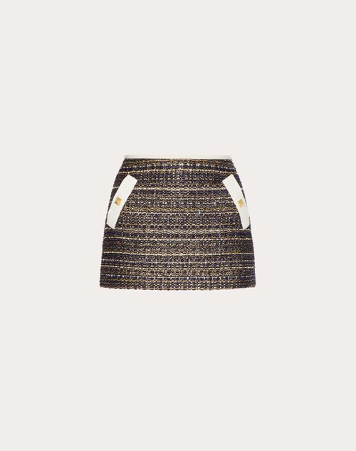Valentino - Tweed Party Miniskirt - Navy/ivory/gold - Woman - Skirts