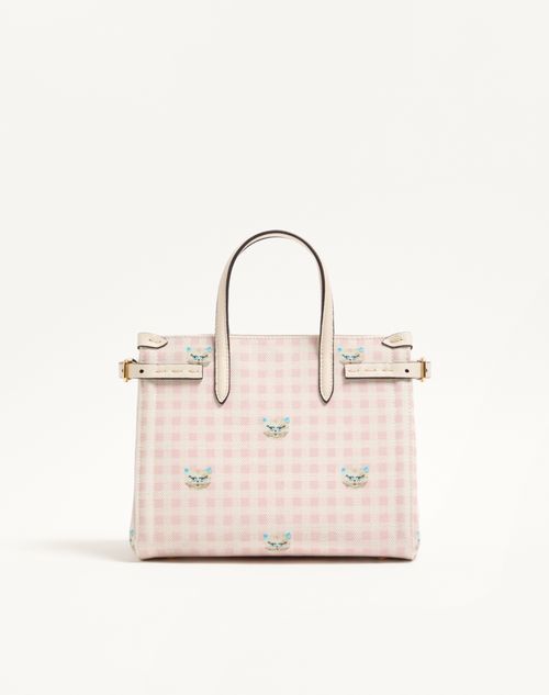 Valentino Garavani - Valentino Garavani Antibes Small Shopping Bag In Vichy Le Chat De La Maison Canvas - Pink/ivory - Woman - Totes