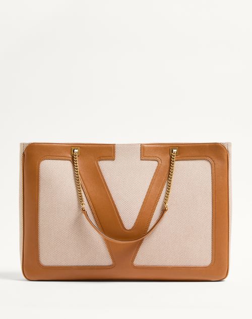 Valentino Garavani - Valentino Garavani Viva Superstar Large Canvas Shopping Bag - Natural/spice - Woman - Totes